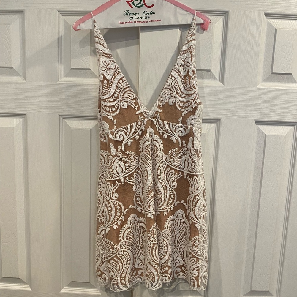 Free People White Sequin Mini Dress